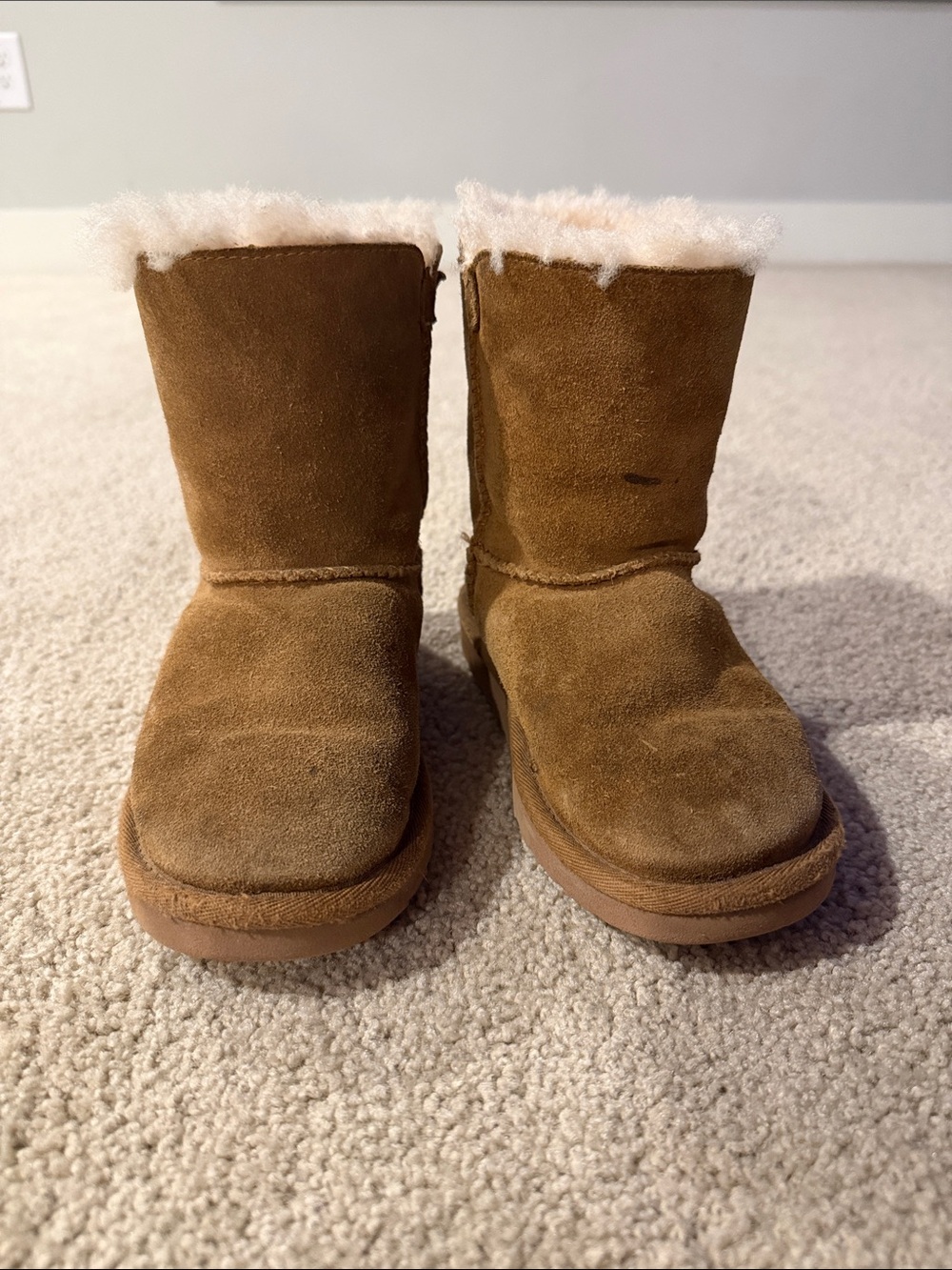 UGG Kids Chestnut Brown Suede Shearling Boots